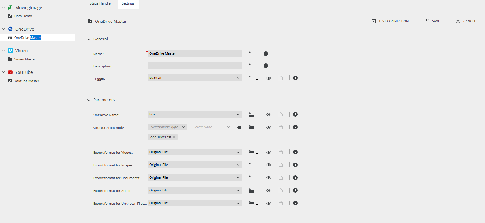 Configuration of OneDrive Stage Handler