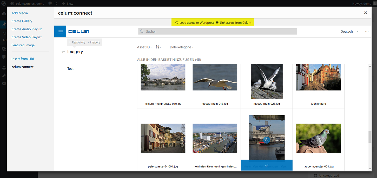 Asset Picker: Load assets to Wordpress or link them from CELUM