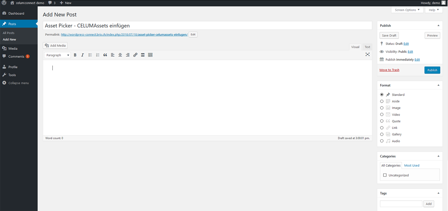 WordPress: Add new post