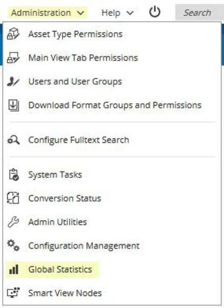 Select Global Statistics via administration