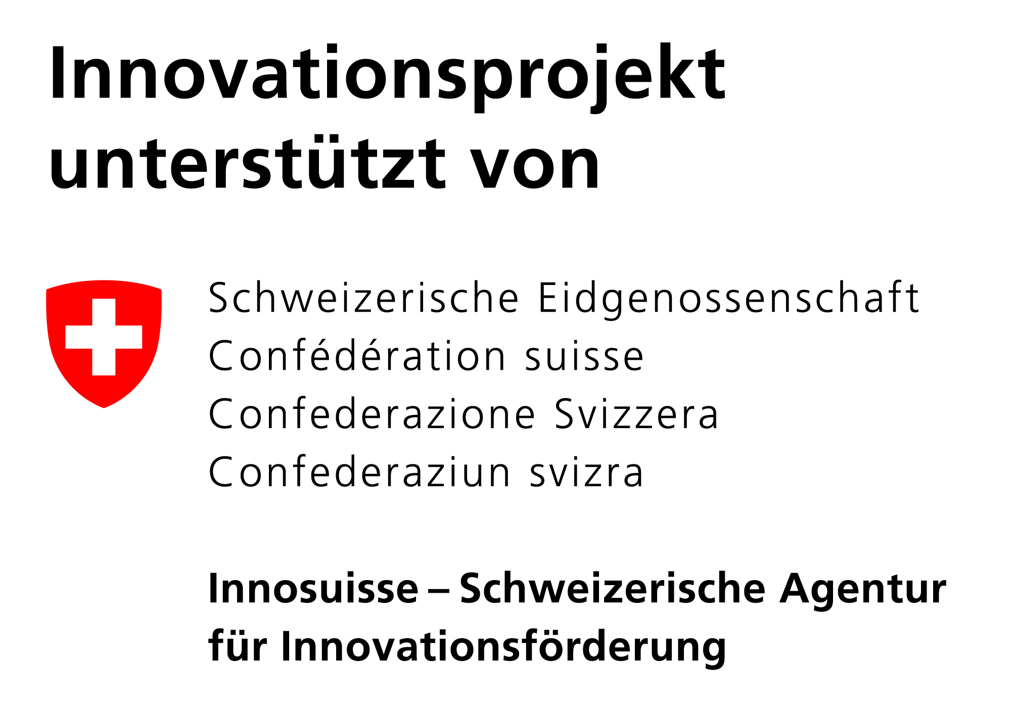 Innosuisse Logo supported Innovation project rgb DE