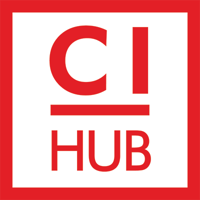 CI HUB Logo Print rot weiss 400px